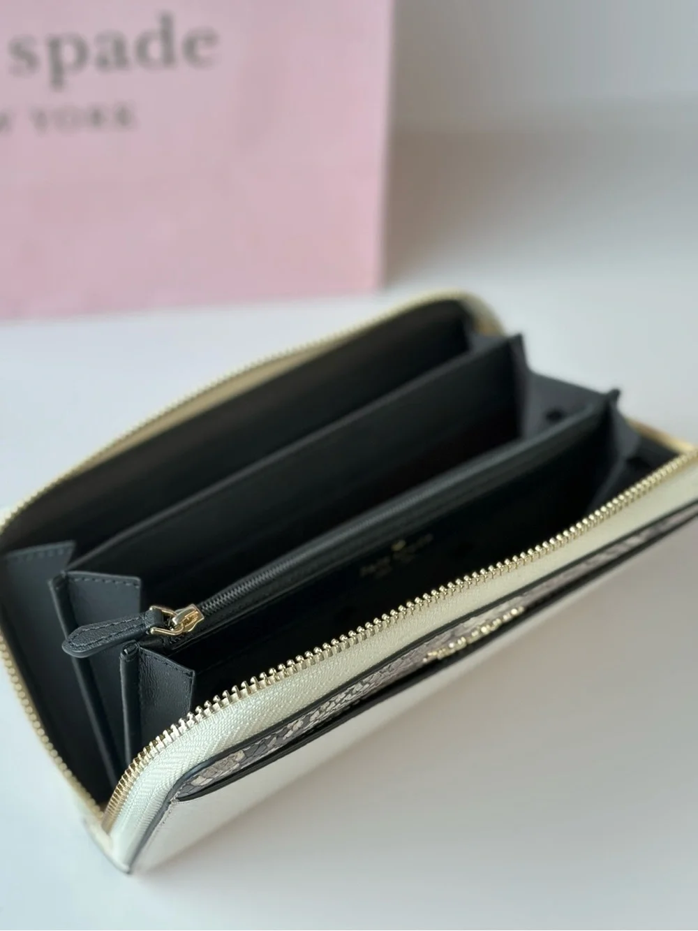 kate spade Leila Leather Continental Wallet with Snake-Print